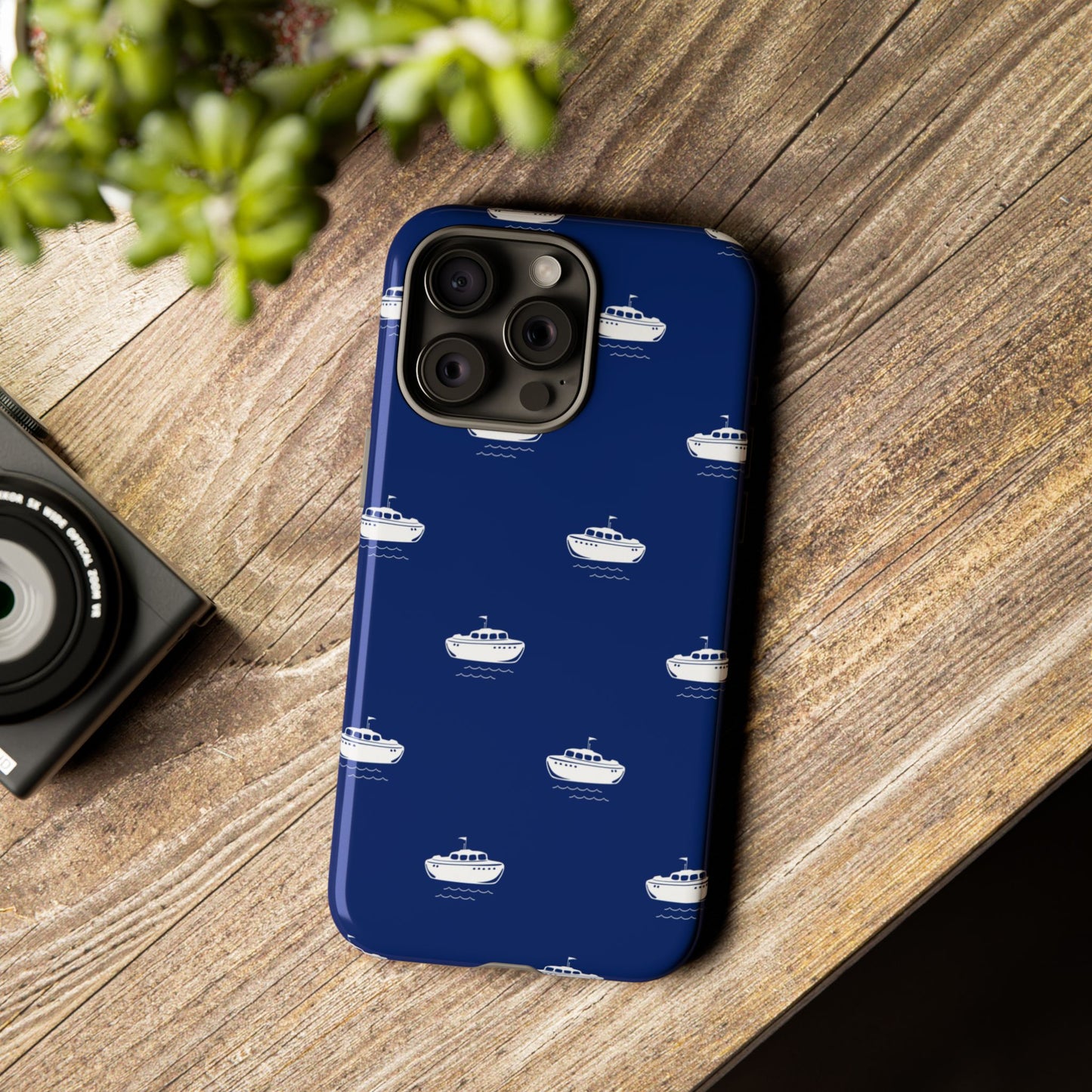 Blue Boat Phone Case – Calm Ocean Pattern for iPhone & Samsung, Durable & Stylish Protection - JGUS