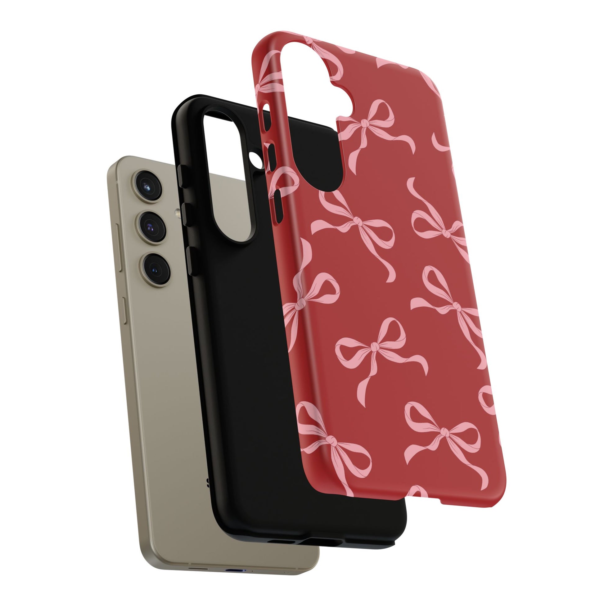 Pink Bows on Red Phone Case - JGUS