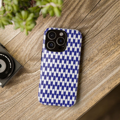 Navy Blue Geometric Phone Case for iPhone Samsung Pixel – Minimal Pattern Modern Aesthetic - JGUS
