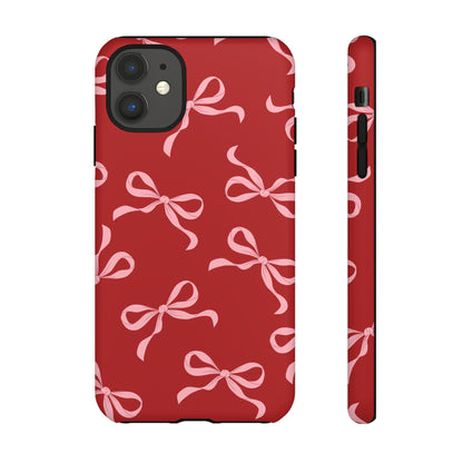 Pink Bows on Red Phone Case - JGUS