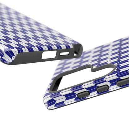 Navy Blue Geometric Phone Case for iPhone Samsung Pixel – Minimal Pattern Modern Aesthetic - JGUS