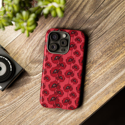 Red Poppy Phone Case for iPhone, Samsung & Google Pixel – Bold Floral Statement Aesthetic - JGUS