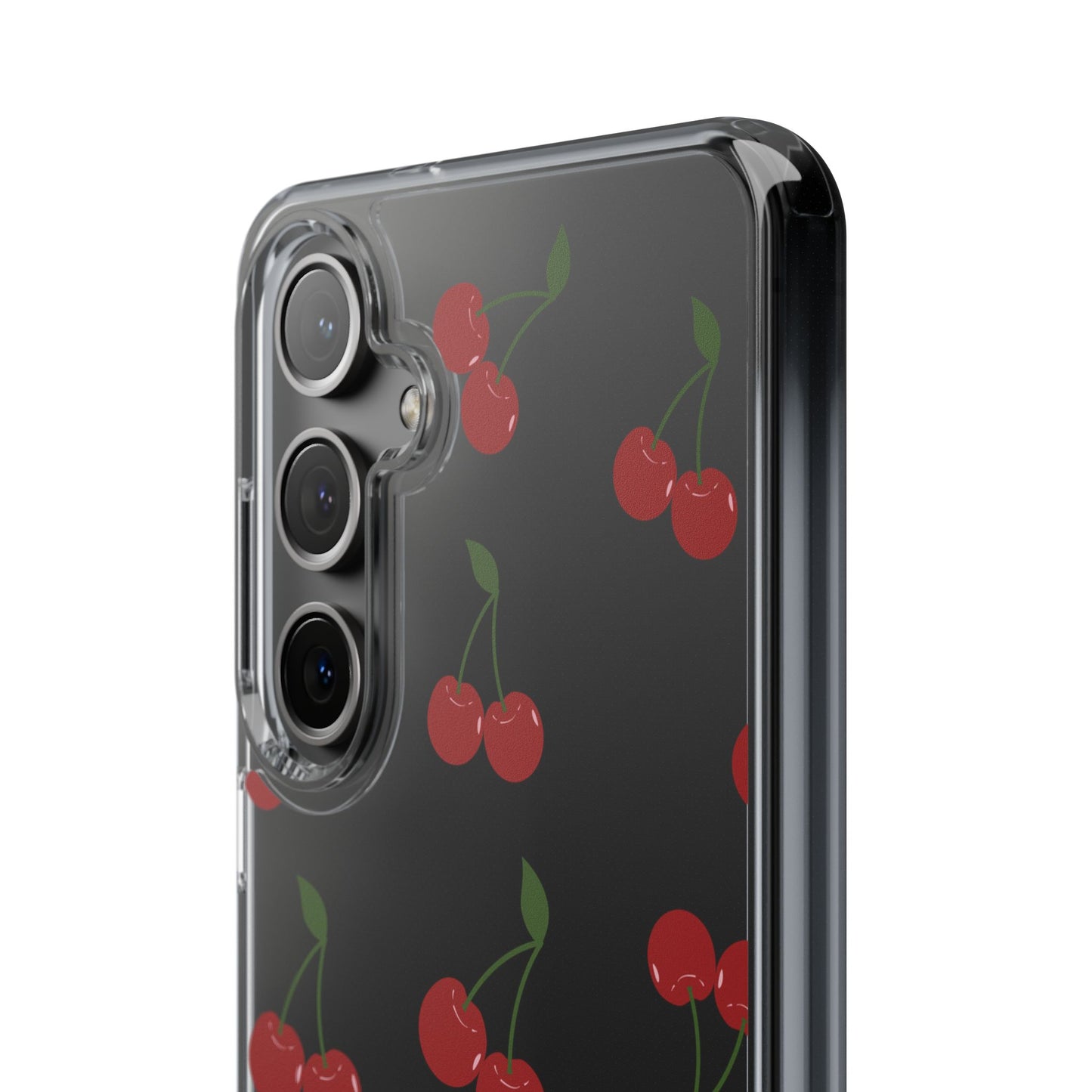 Random Cherry Pattern Clear Phone Case – Playful and Protective