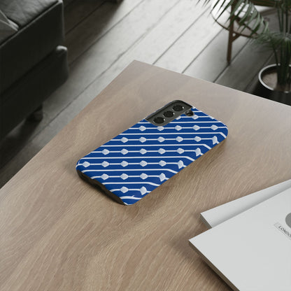 Navy Blue Seashell Phone Case for iPhone Samsung Pixel – Nautical Coastal Stripe Aesthetic - JGUS