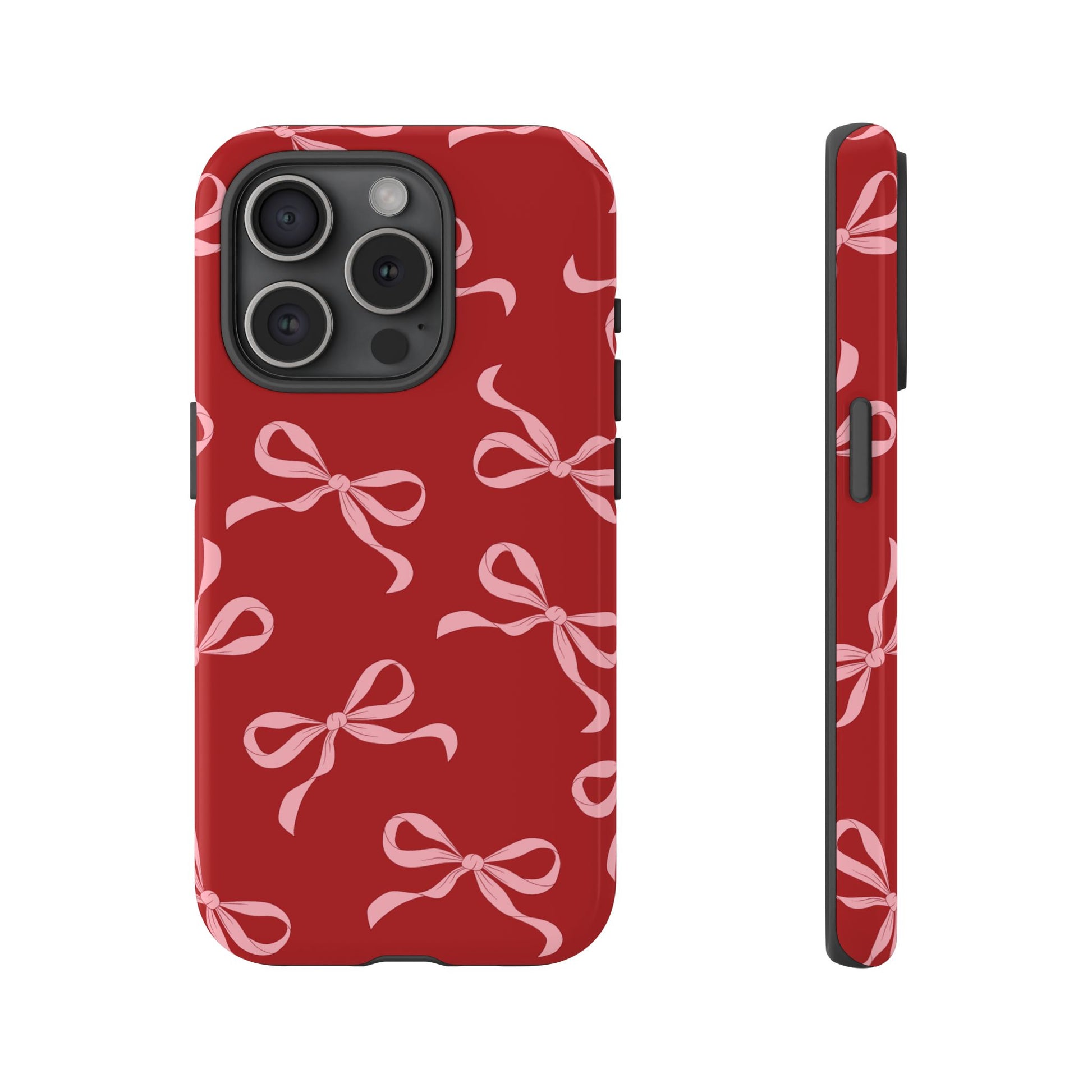 Pink Bows on Red Phone Case - JGUS