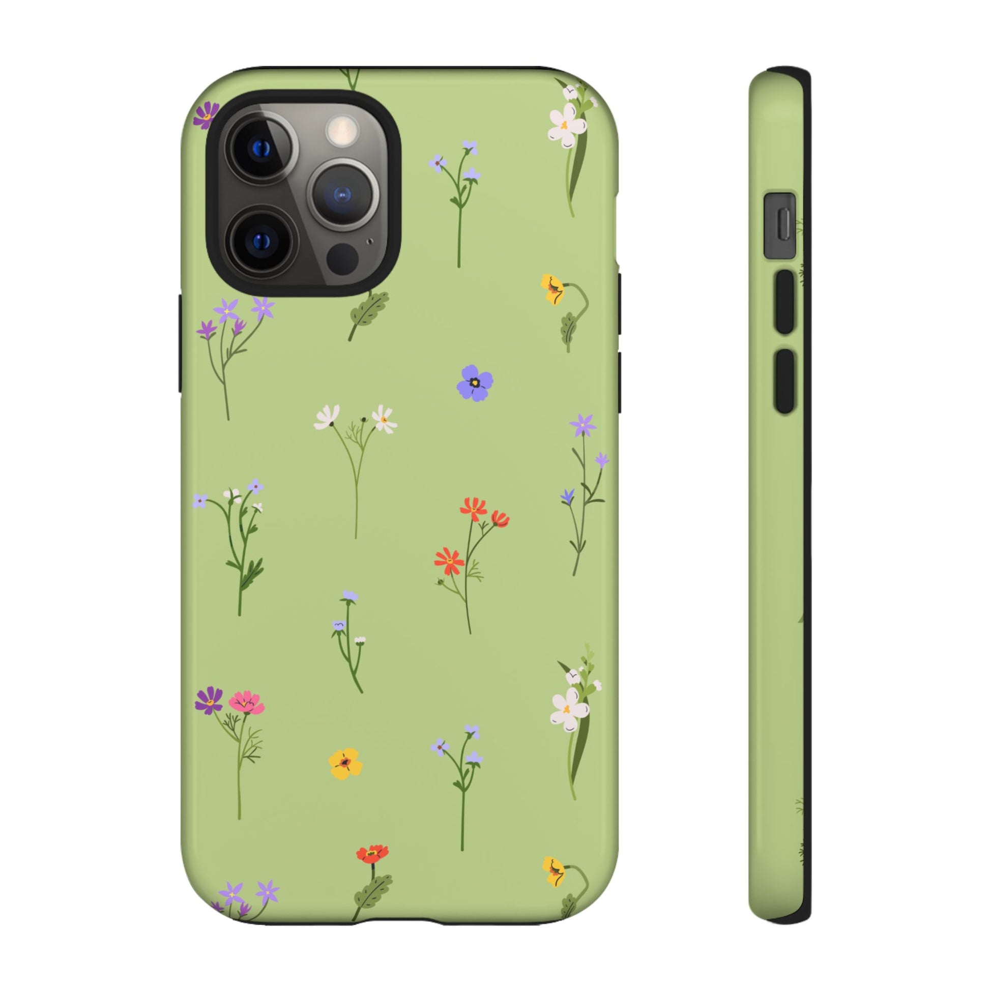 Pastel Green Wildflower Phone Case – Cute Floral Pattern for iPhone & Samsung - JGUS