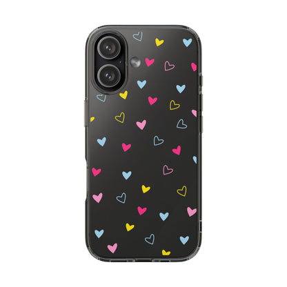 Transparent Heart Design Pattern Clear Phone Case