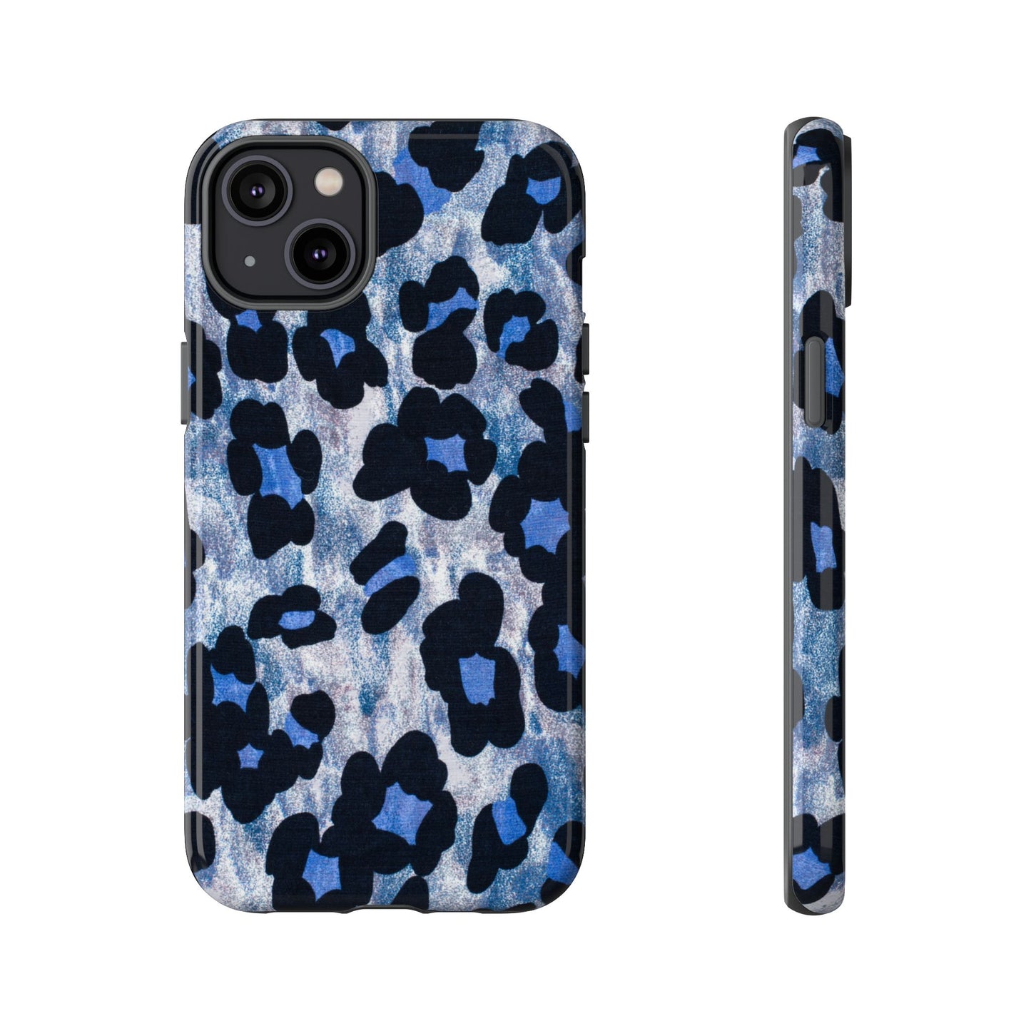 Blue & Black Leopard Print Phone Case – Bold Animal Pattern for iPhone & Samsung