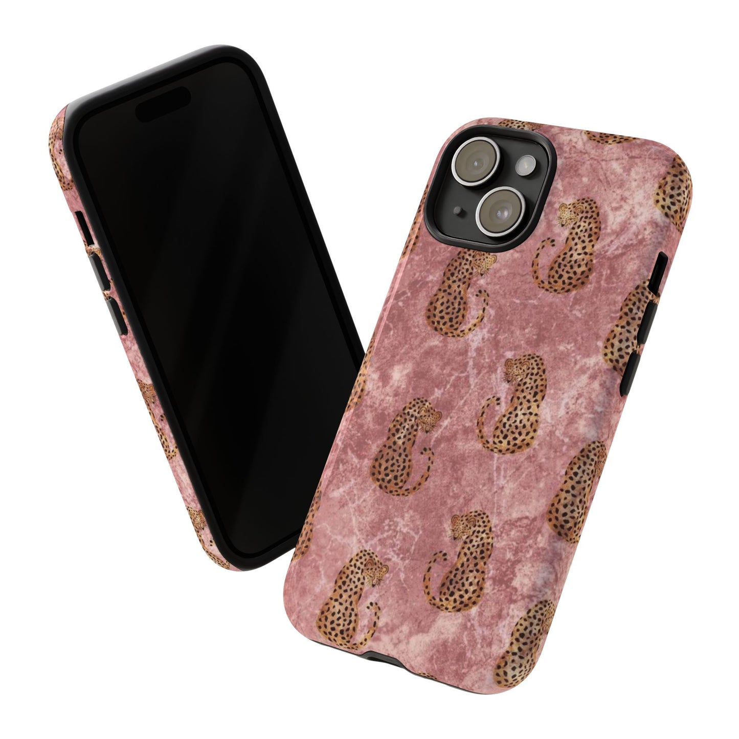 Pink Leopard Print Marble Phone Case – Cute Animal Design for iPhone & Samsung