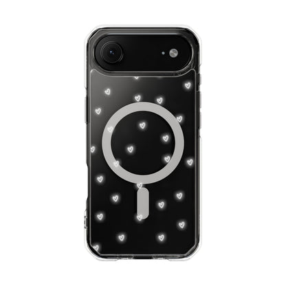 Neon Heart Bling Clear MagSafe Case
