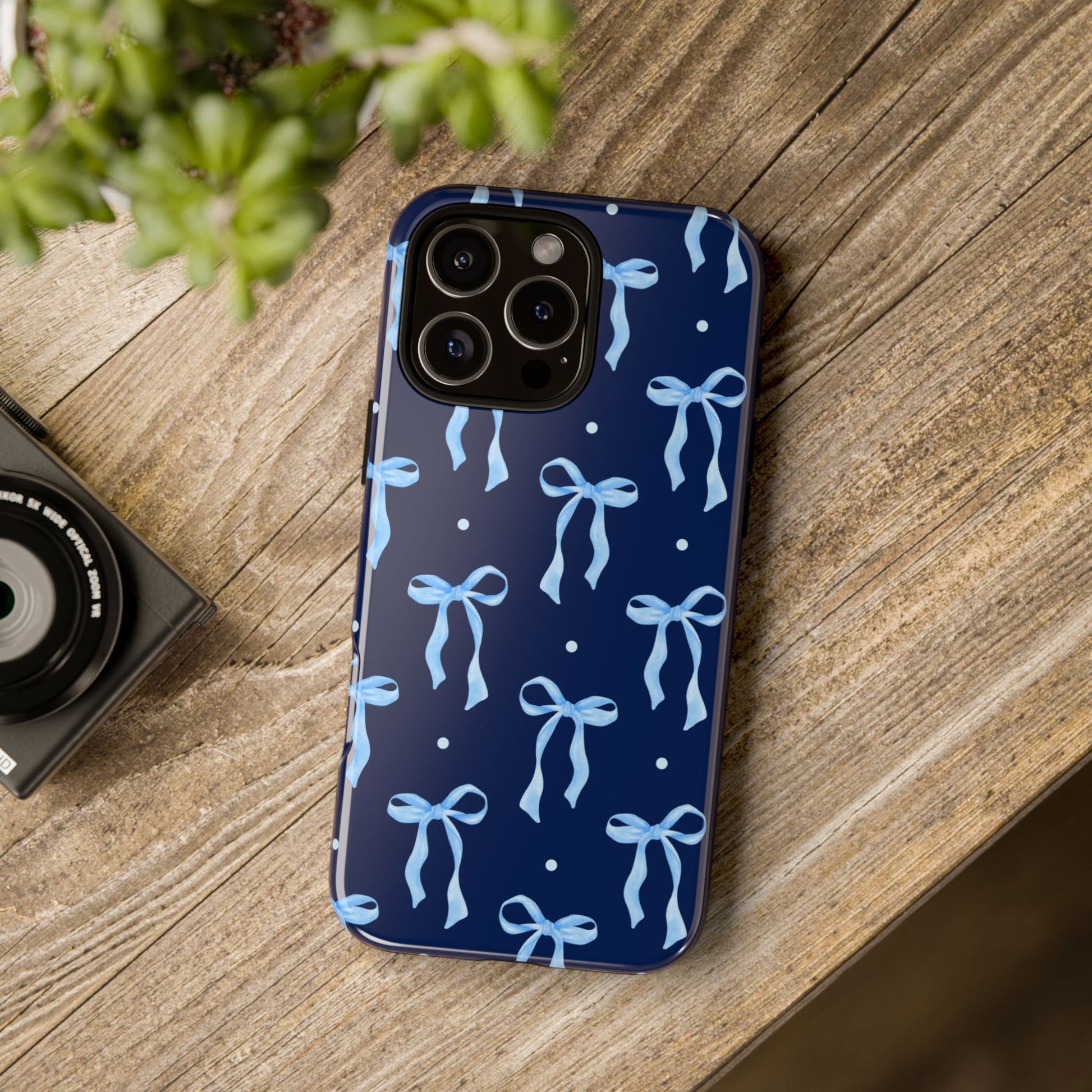 Bows & Blues Phone Case – Aesthetic Ribbon Print | Fits iPhone & Samsung - JGUS