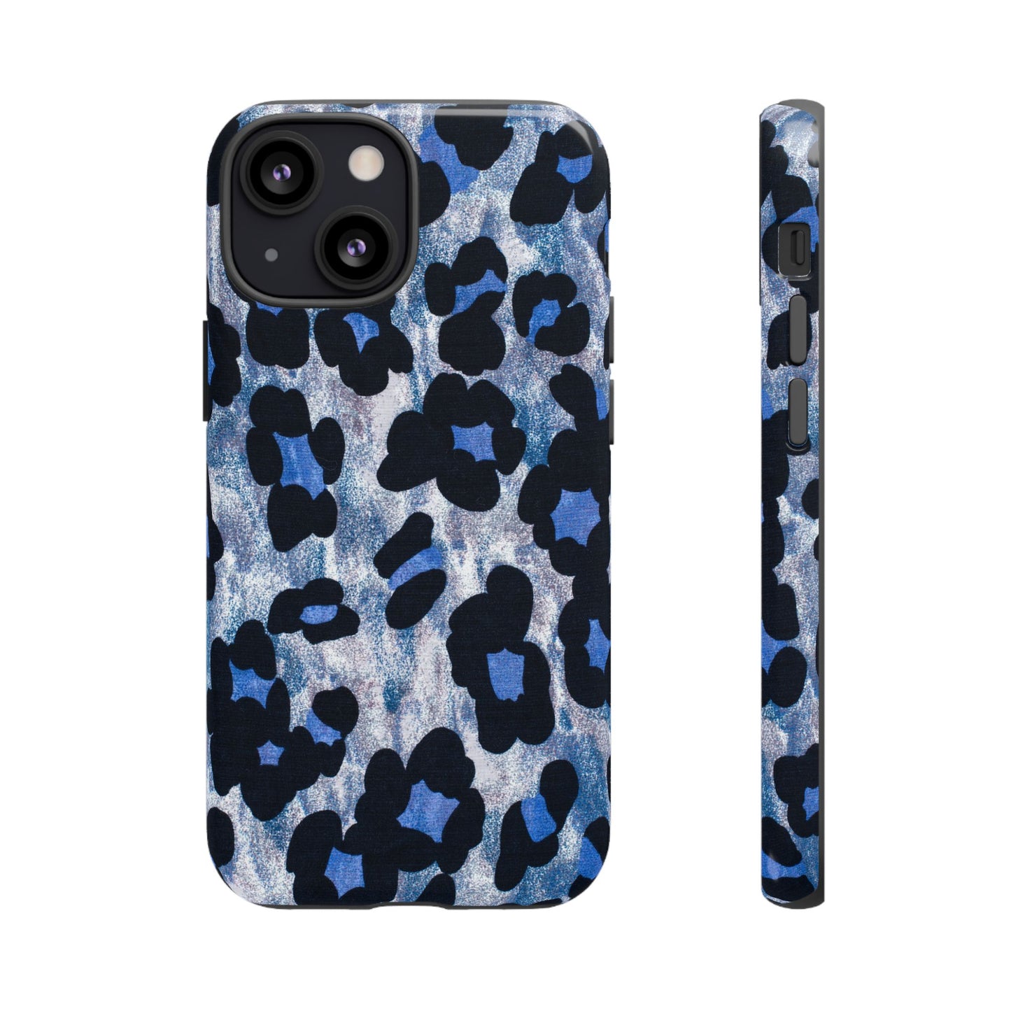 Blue & Black Leopard Print Phone Case – Bold Animal Pattern for iPhone & Samsung