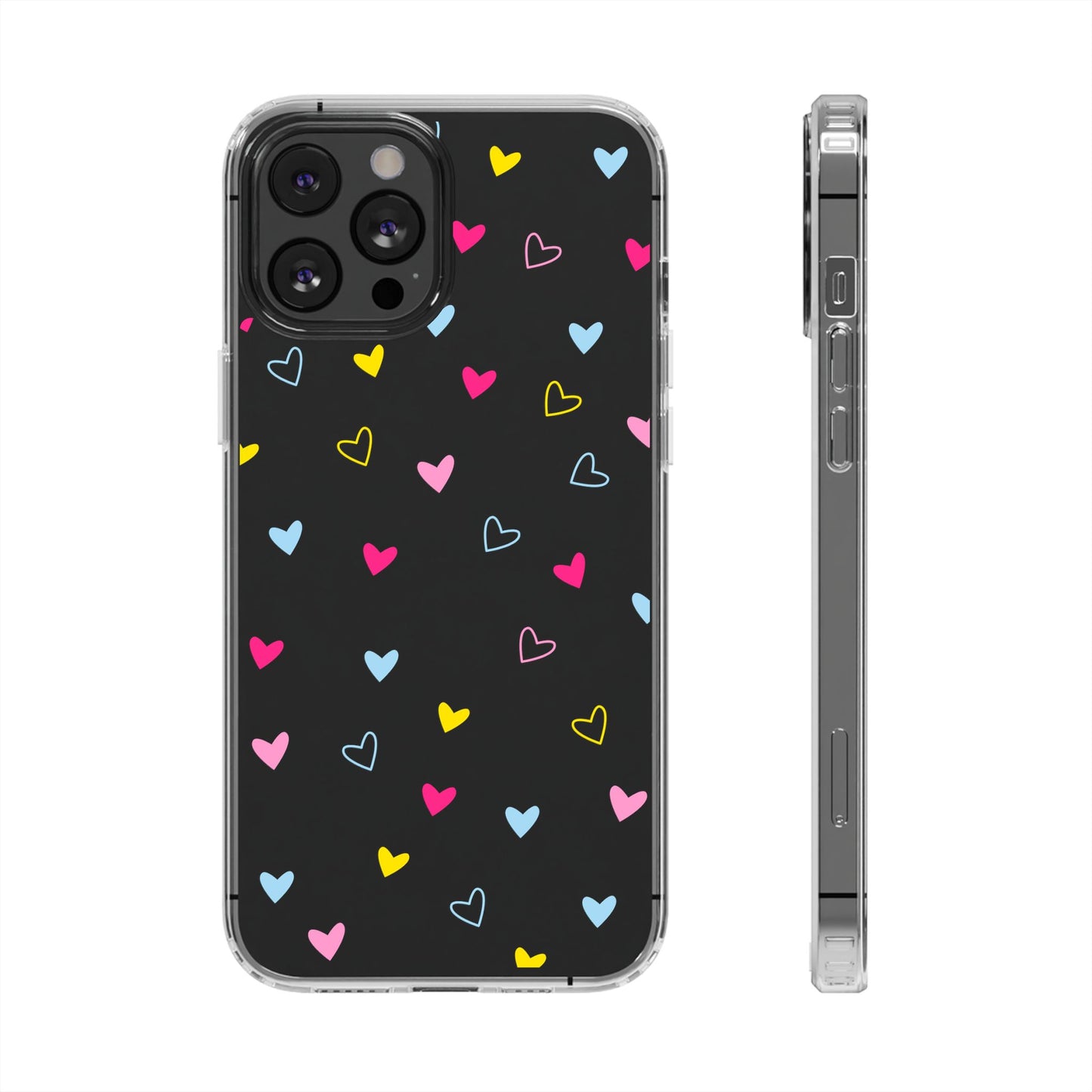 Transparent Heart Design Pattern Clear Phone Case