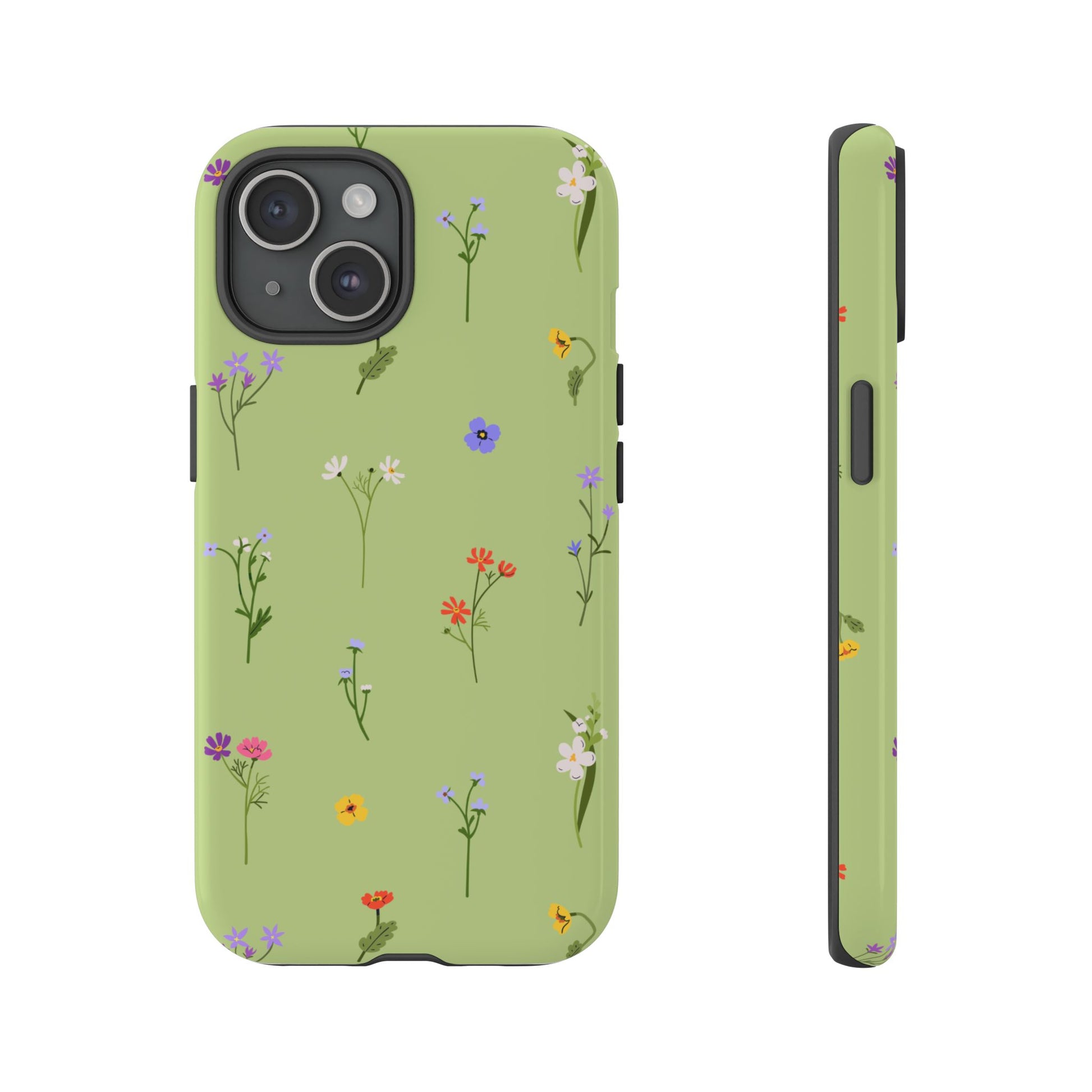 Pastel Green Wildflower Phone Case – Cute Floral Pattern for iPhone & Samsung - JGUS
