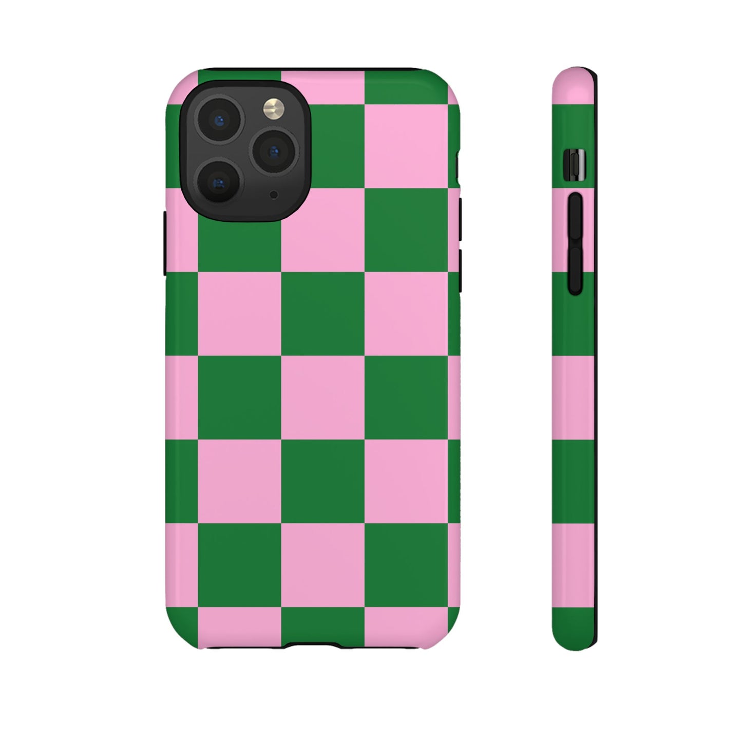 Pink Retro Checkered Phone Case – 90s Aesthetic, Vintage Grid Pattern for iPhone & Samsung - JGUS