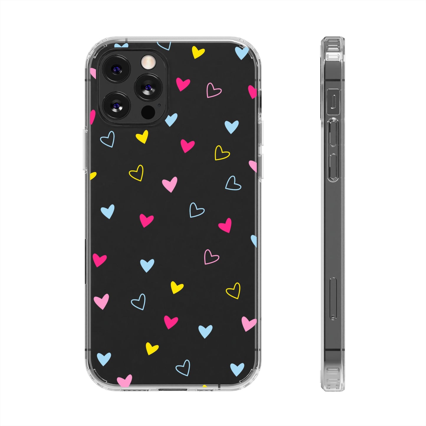 Transparent Heart Design Pattern Clear Phone Case