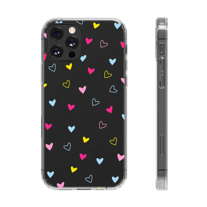 Transparent Heart Design Pattern Clear Phone Case