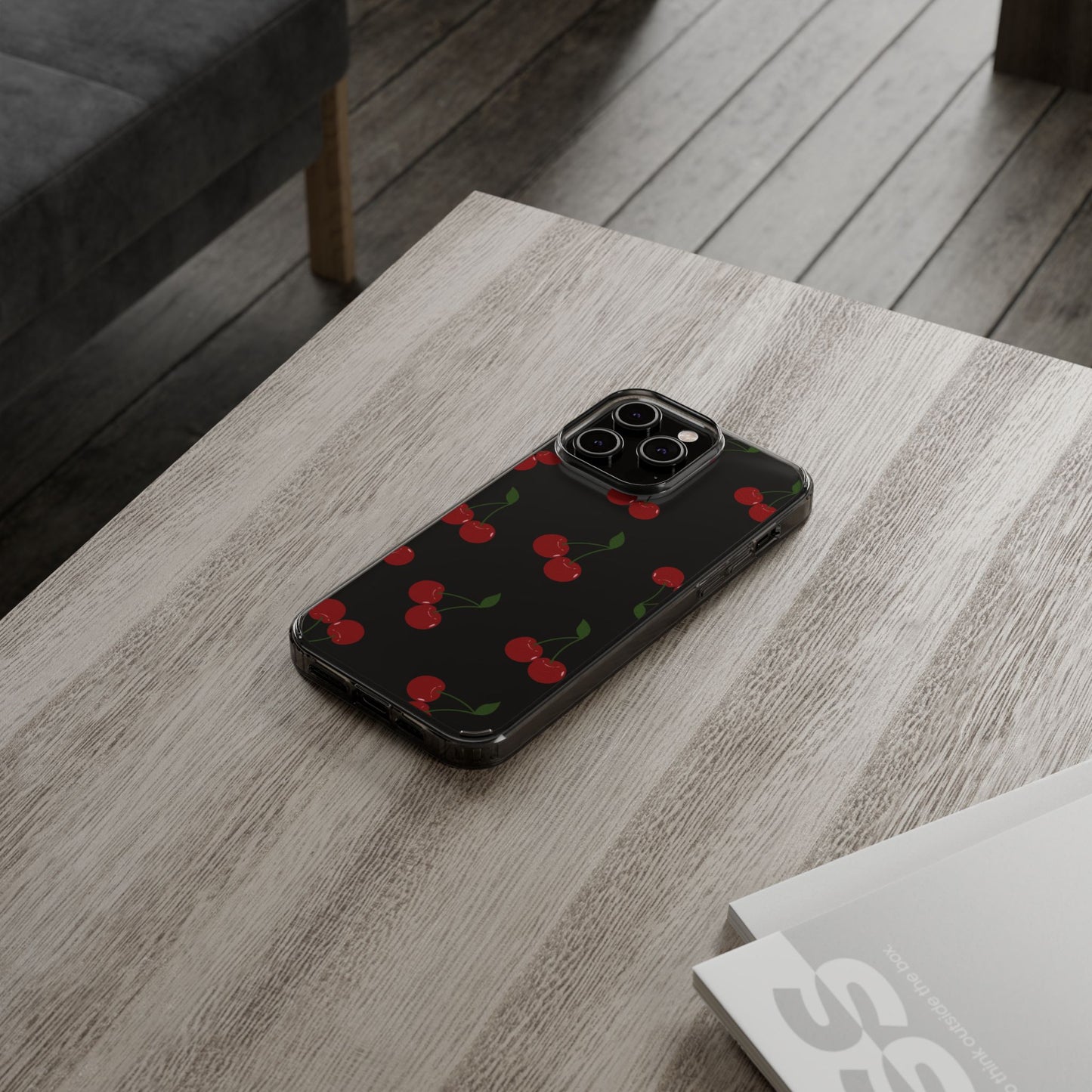 Random Cherry Pattern Clear Phone Case
