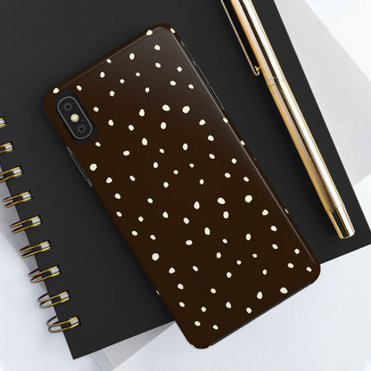 Velvet Mocha – Dark Brown Polka Dot iPhone Case | Dual-Layer Protection & Seasonal Style