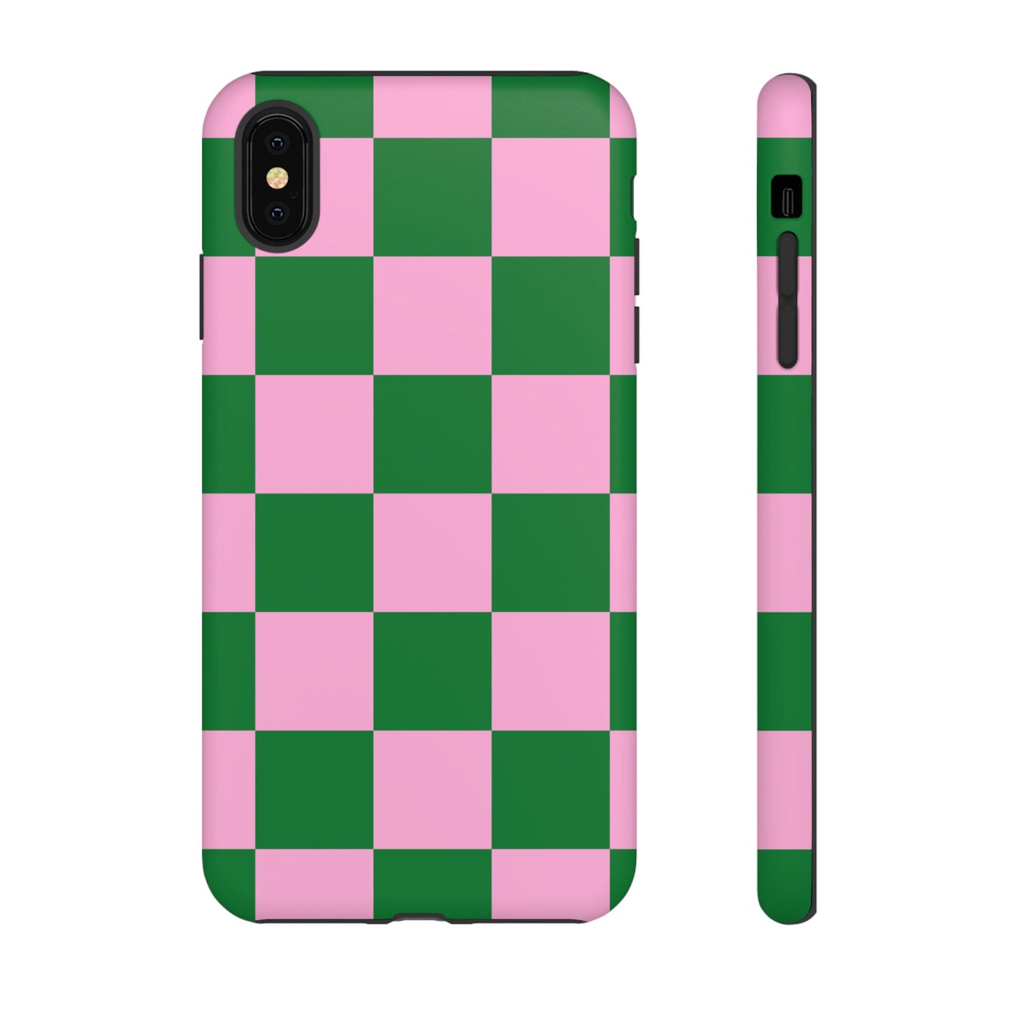 Pink Retro Checkered Phone Case – 90s Aesthetic, Vintage Grid Pattern for iPhone & Samsung - JGUS