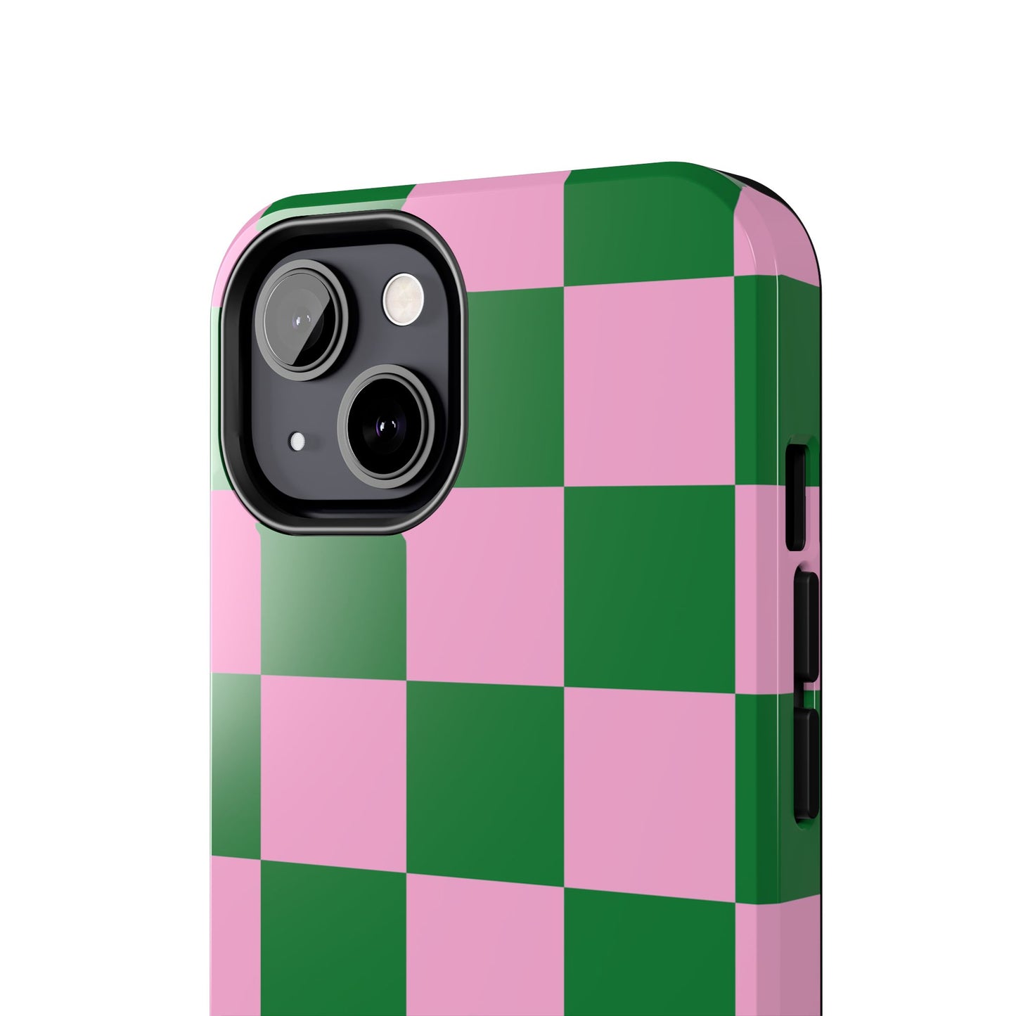 Pink Retro Checkered Phone Case – 90s Aesthetic, Vintage Grid Pattern for iPhone & Samsung