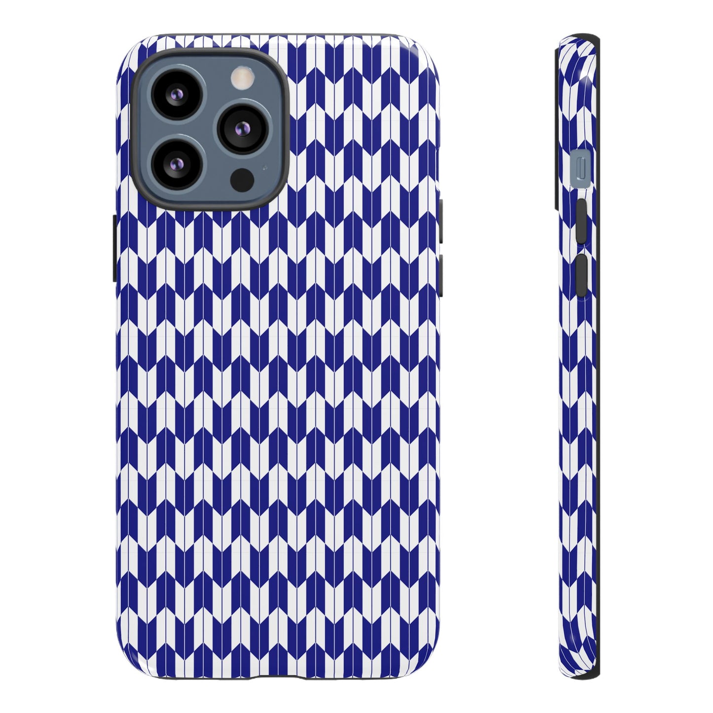 Navy Blue Geometric Phone Case for iPhone Samsung Pixel – Minimal Pattern Modern Aesthetic - JGUS