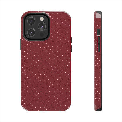 Burgundy  & White Dots Case