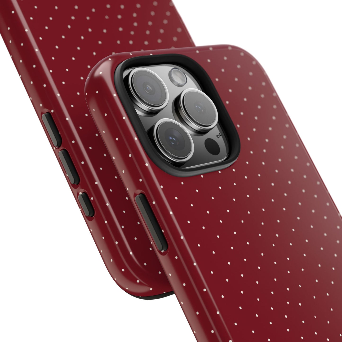 Burgundy  & White Dots Case