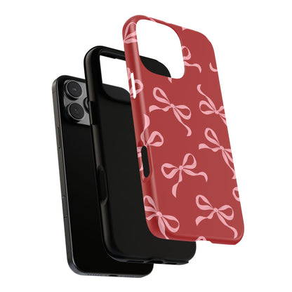 Pink Bows on Red Phone Case - JGUS