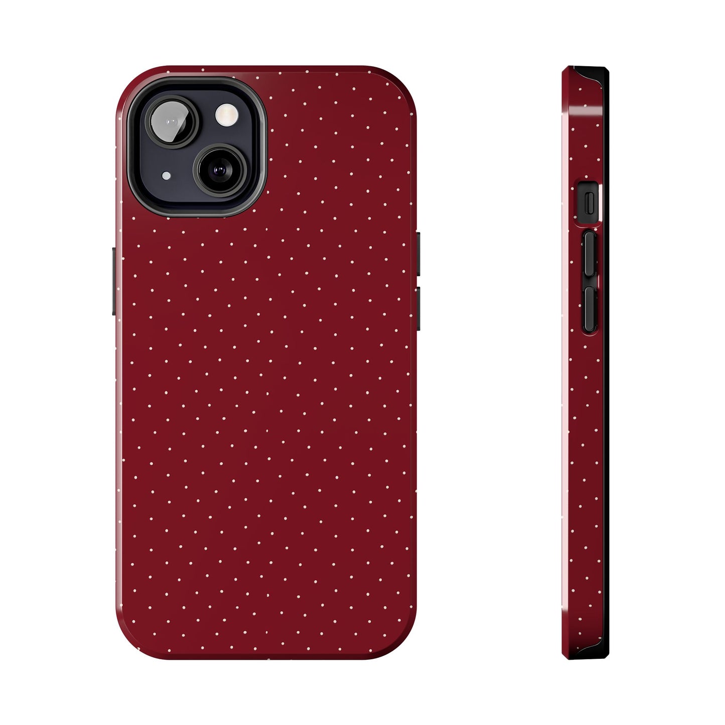 Burgundy  & White Dots Case