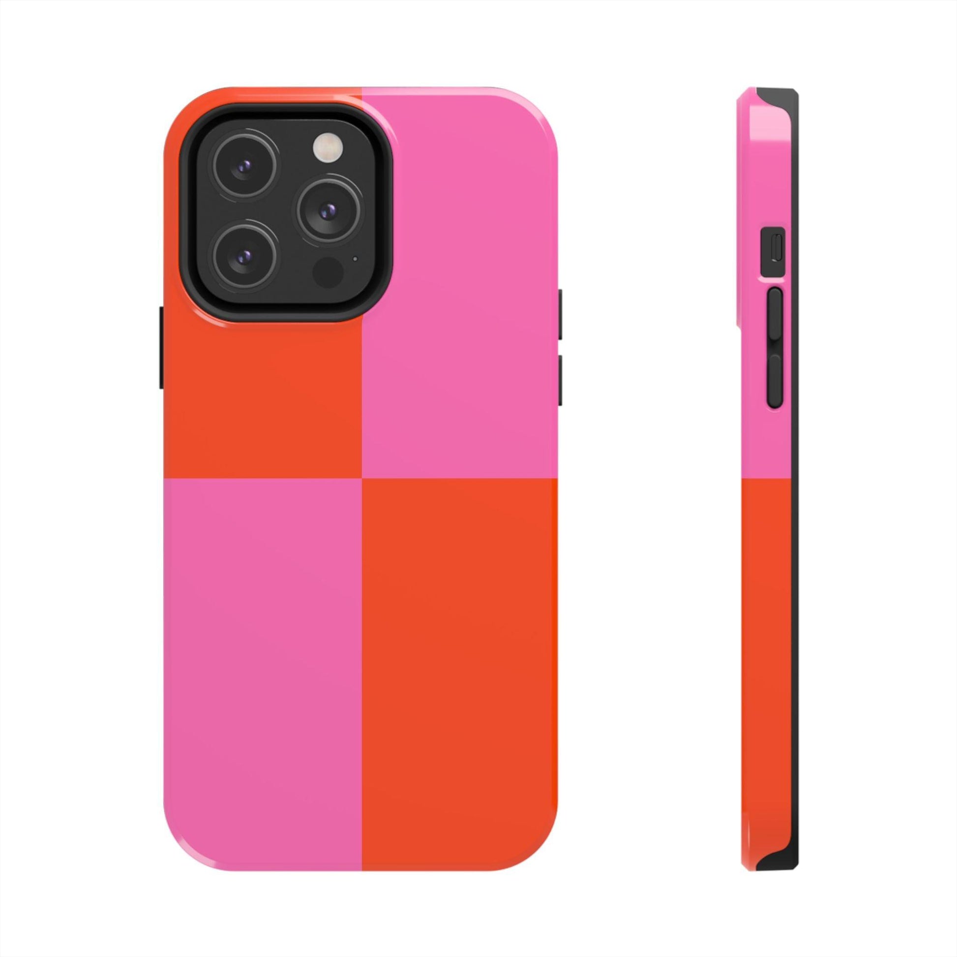 Plaid Sunset Orange & Pink Phone Case - JGUS