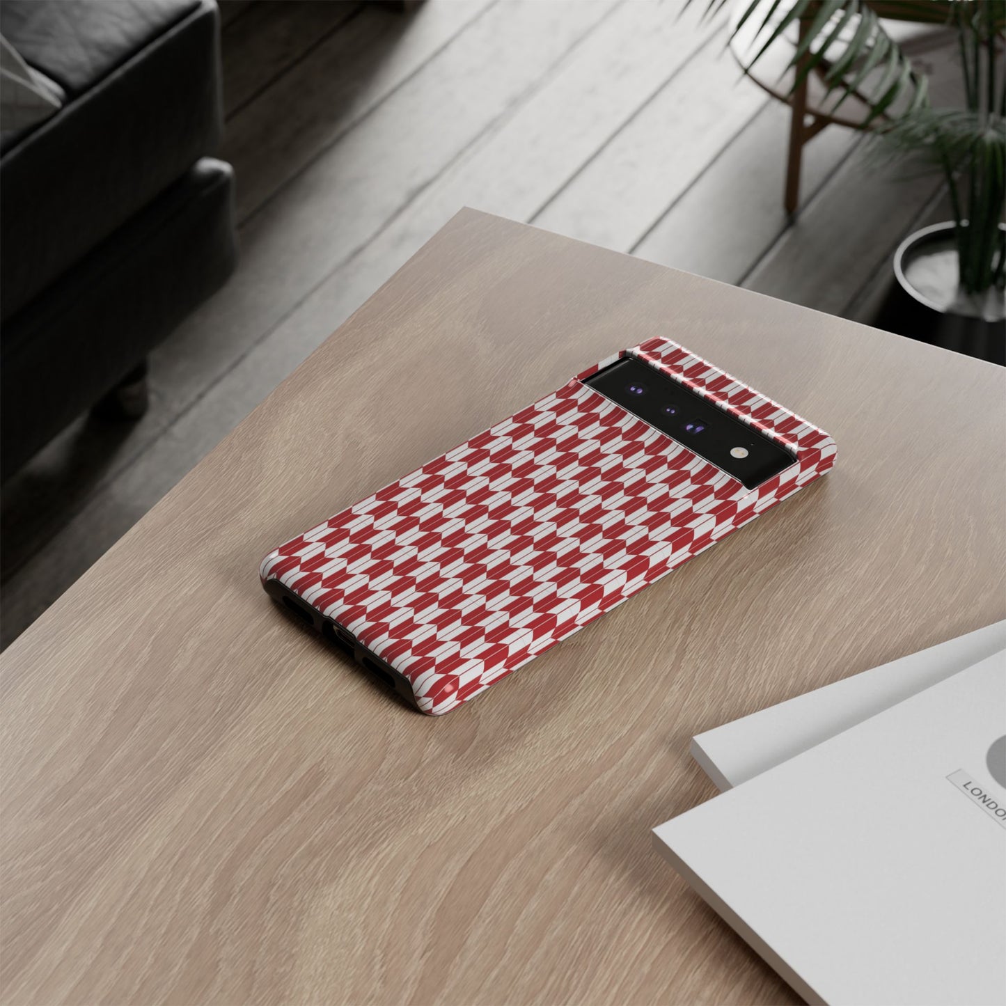 Red Geometric Phone Case for iPhone Samsung Pixel – Bold Pattern Aesthetic Modern Design - JGUS