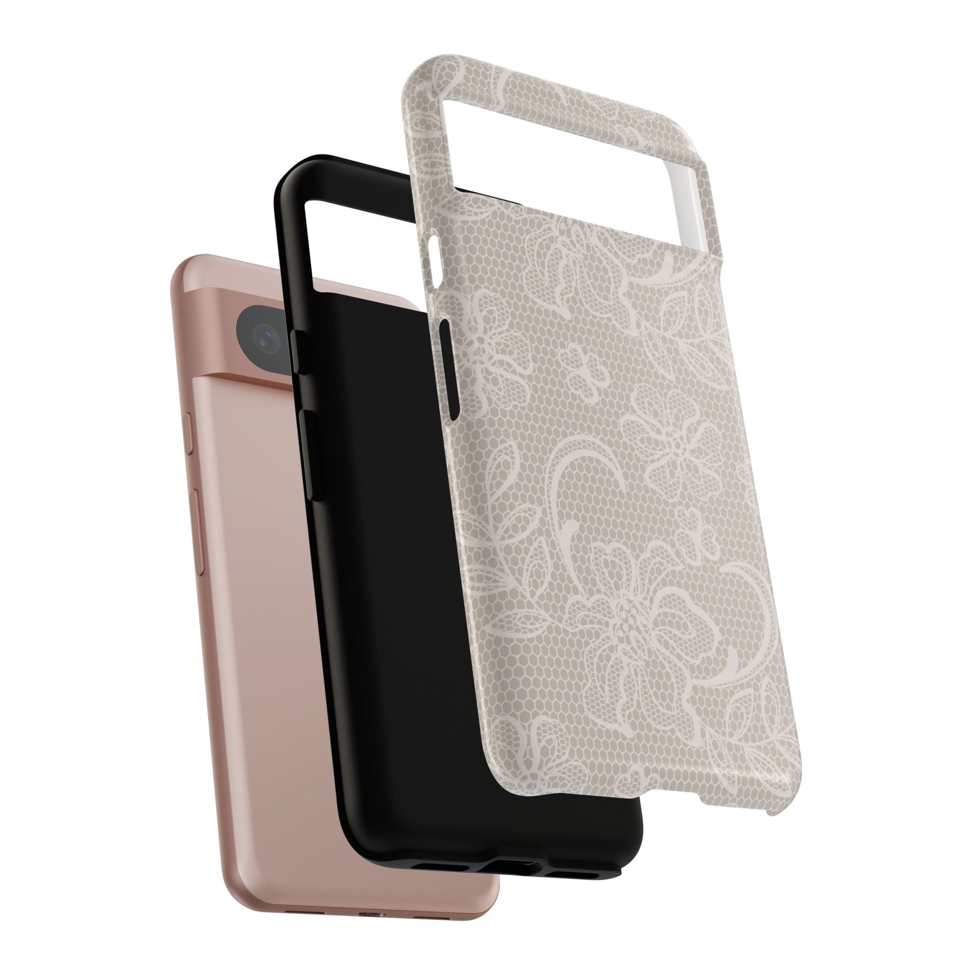 Lace Phone Case for iPhone Samsung Pixel – Cream Floral Elegant Aesthetic - JGUS