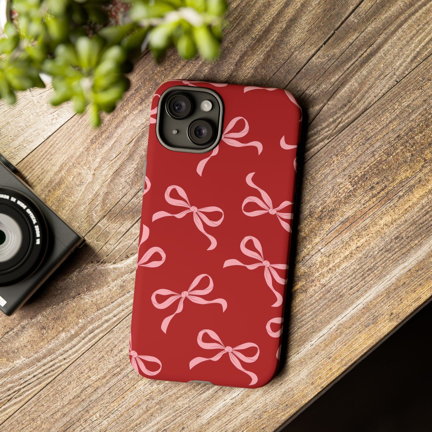 Pink Bows on Red Phone Case - JGUS