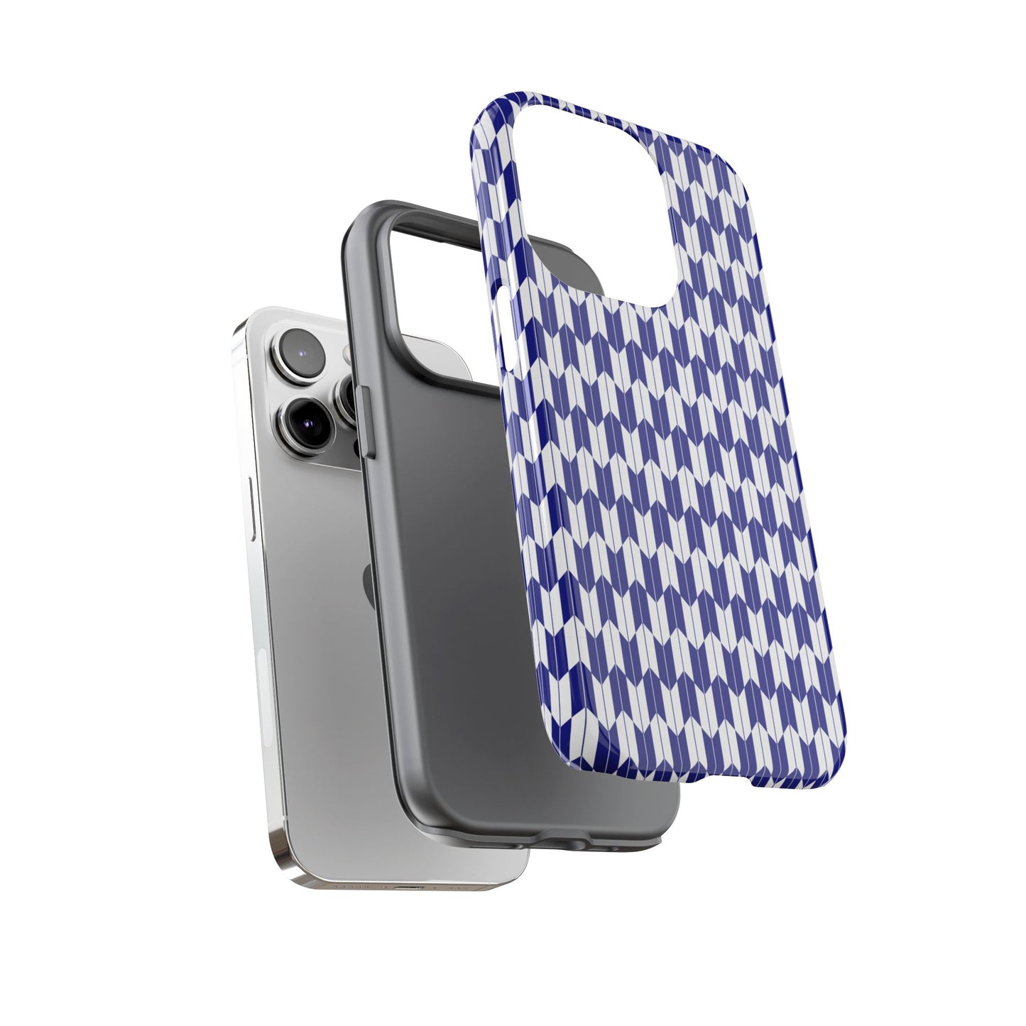 Navy Blue Geometric Phone Case for iPhone Samsung Pixel – Minimal Pattern Modern Aesthetic - JGUS