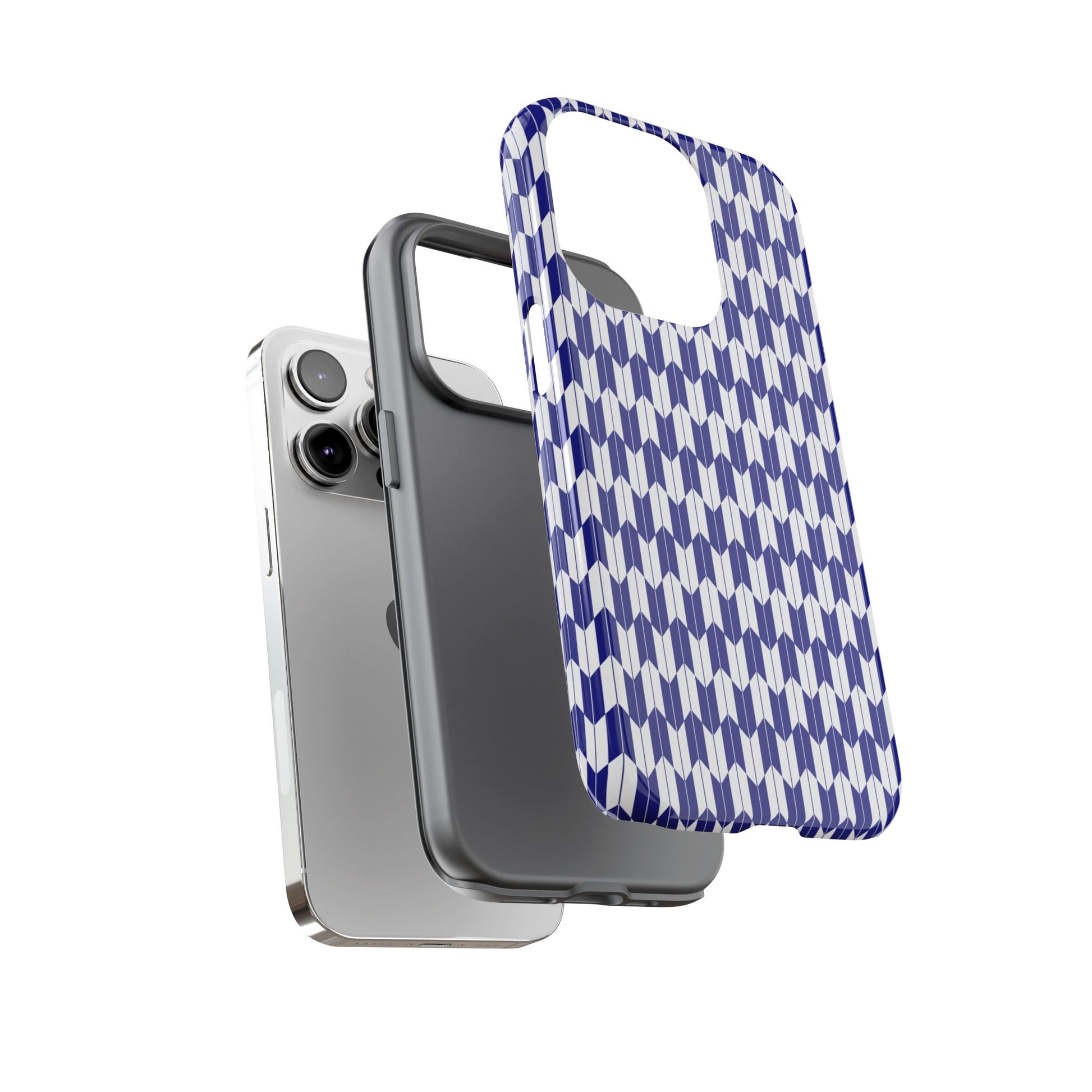 Navy Blue Geometric Phone Case for iPhone Samsung Pixel – Minimal Pattern Modern Aesthetic - JGUS