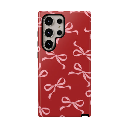 Pink Bows on Red Phone Case - JGUS