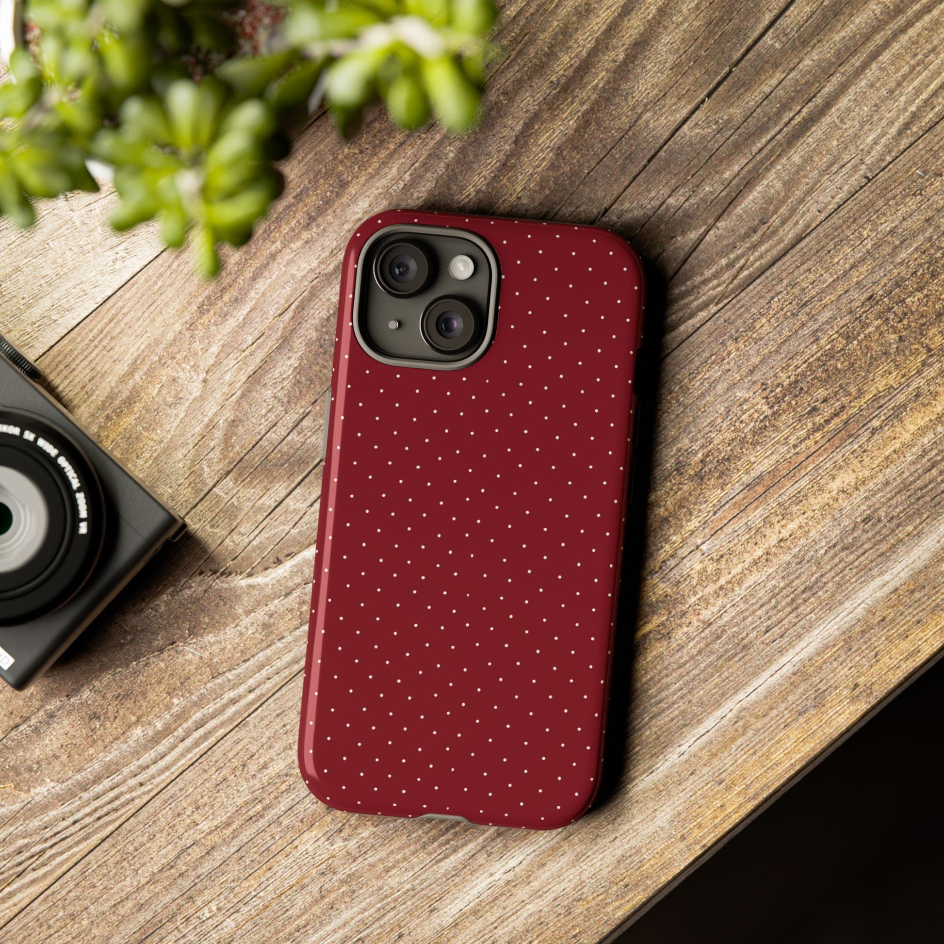 Burgundy  & White Dots Case - JGUS
