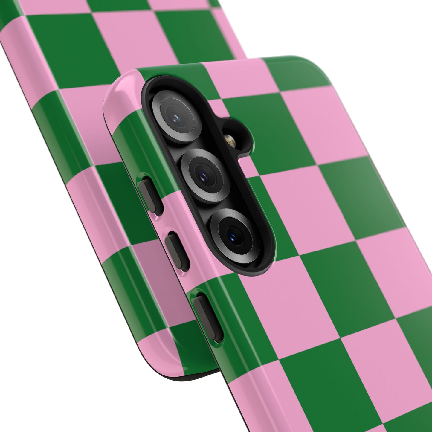 Pink Retro Checkered Phone Case – 90s Aesthetic, Vintage Grid Pattern for iPhone & Samsung - JGUS