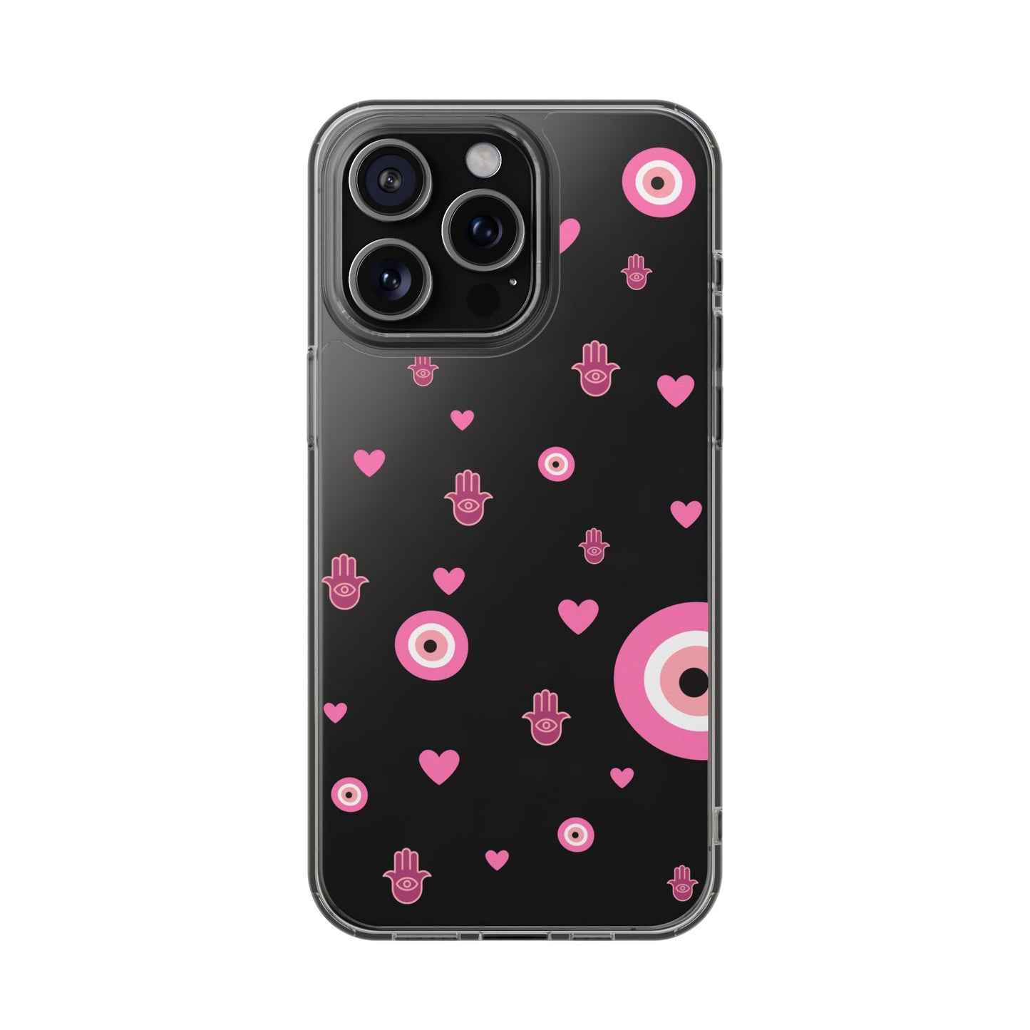 Devil's eye & Pink Hamsa Hand Clear Phone Case