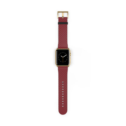 Burgundy & White Vegan Leather Apple Watch Band - Eco-Friendly & Festive Design