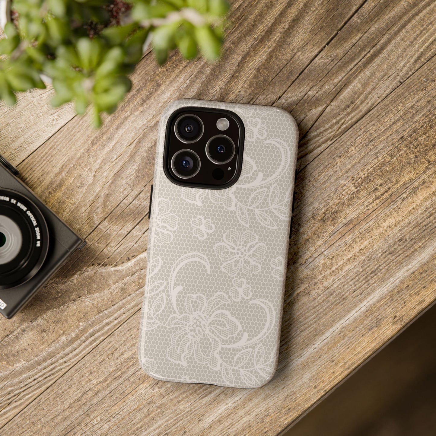 Lace Phone Case for iPhone Samsung Pixel – Cream Floral Elegant Aesthetic - JGUS