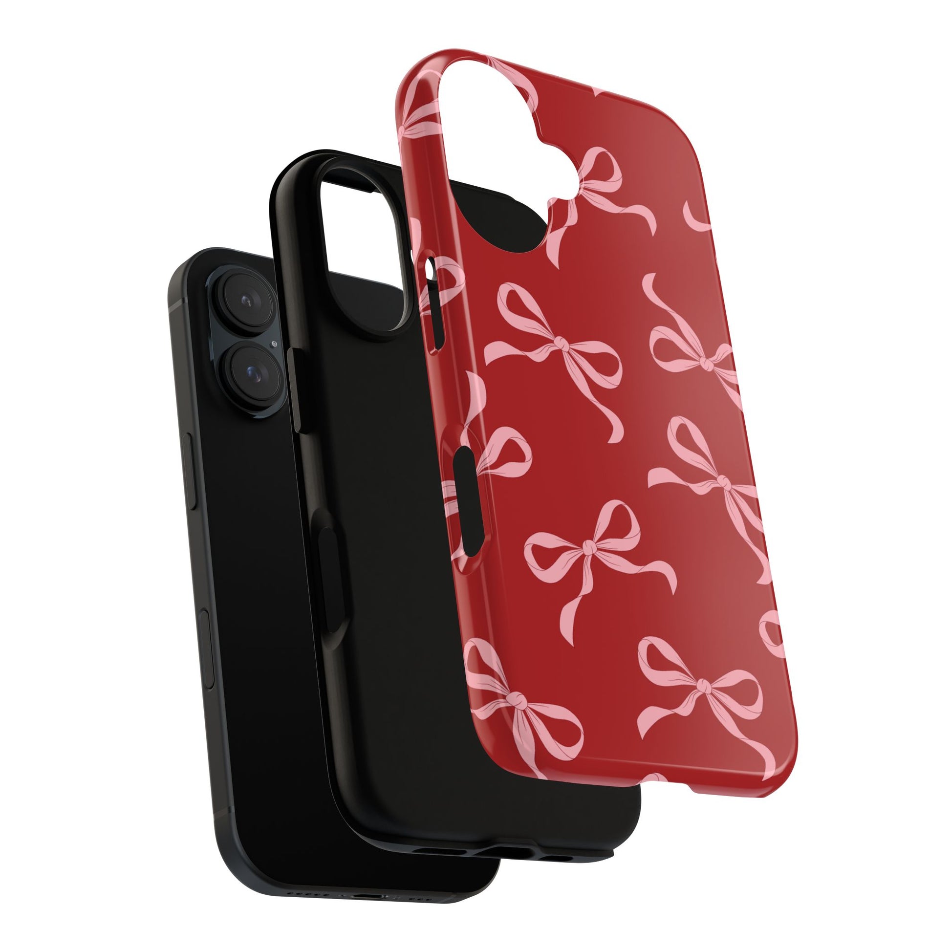 Pink Bows on Red Phone Case - JGUS