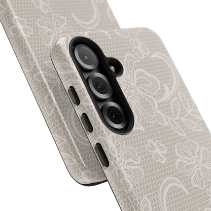Lace Phone Case for iPhone Samsung Pixel – Cream Floral Elegant Aesthetic - JGUS