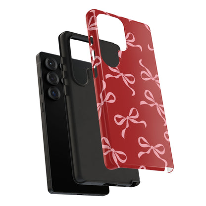 Pink Bows on Red Phone Case - JGUS