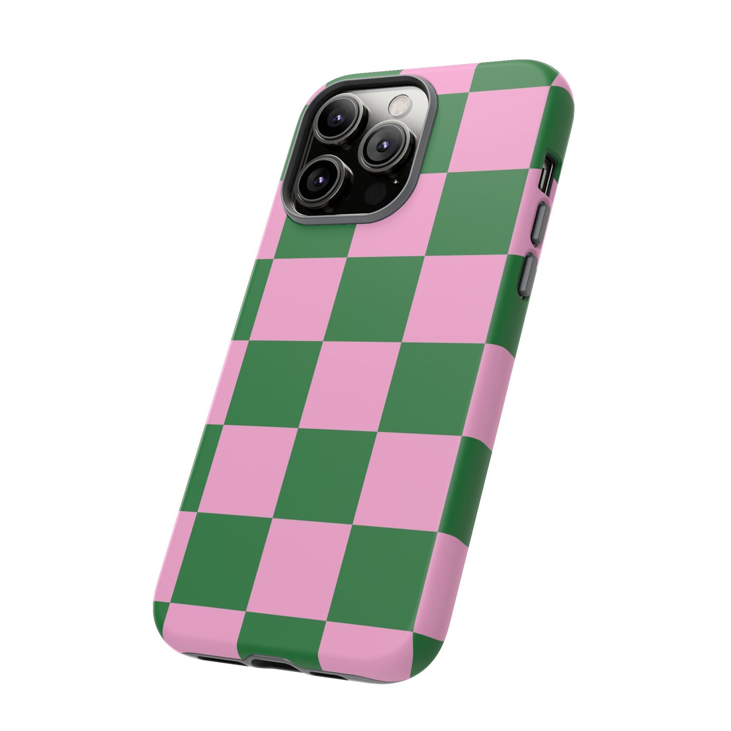 Pink Retro Checkered Phone Case – 90s Aesthetic, Vintage Grid Pattern for iPhone & Samsung - JGUS