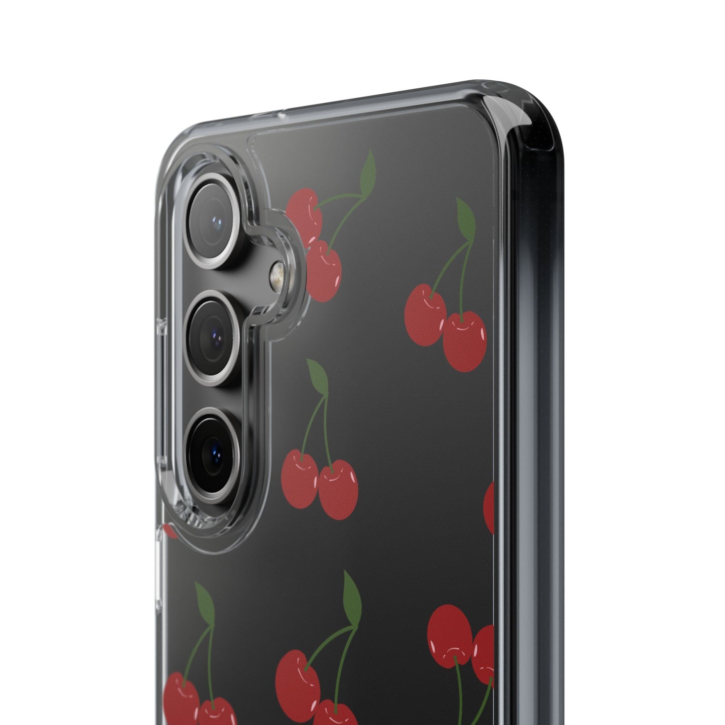 Random Cherry Pattern Clear Phone Case – Playful and Protective