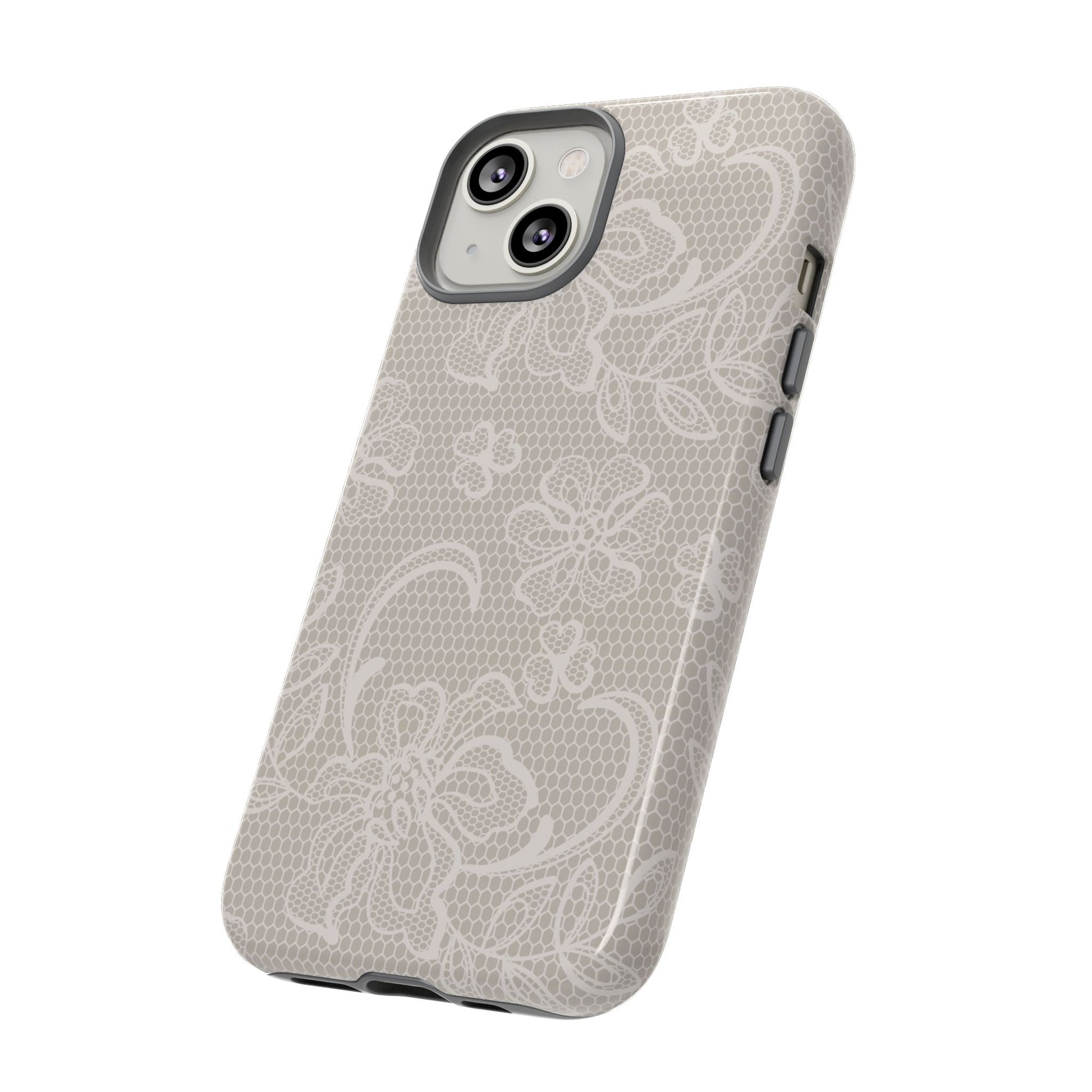 Lace Phone Case for iPhone Samsung Pixel – Cream Floral Elegant Aesthetic - JGUS