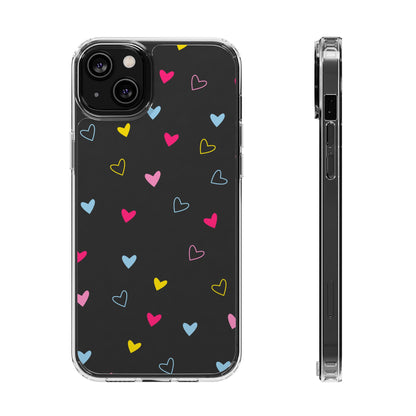 Transparent Heart Design Pattern Clear Phone Case