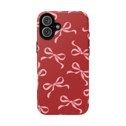Pink Bows on Red Phone Case - JGUS
